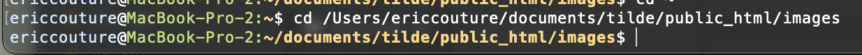 a terminal window entering a cd command to go several levels deep in the filesystem